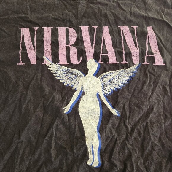 Nirvana In Utero T-Shirt H&M Black Short Sleeve Oversized Womens XS EUC - Picture 2 of 6